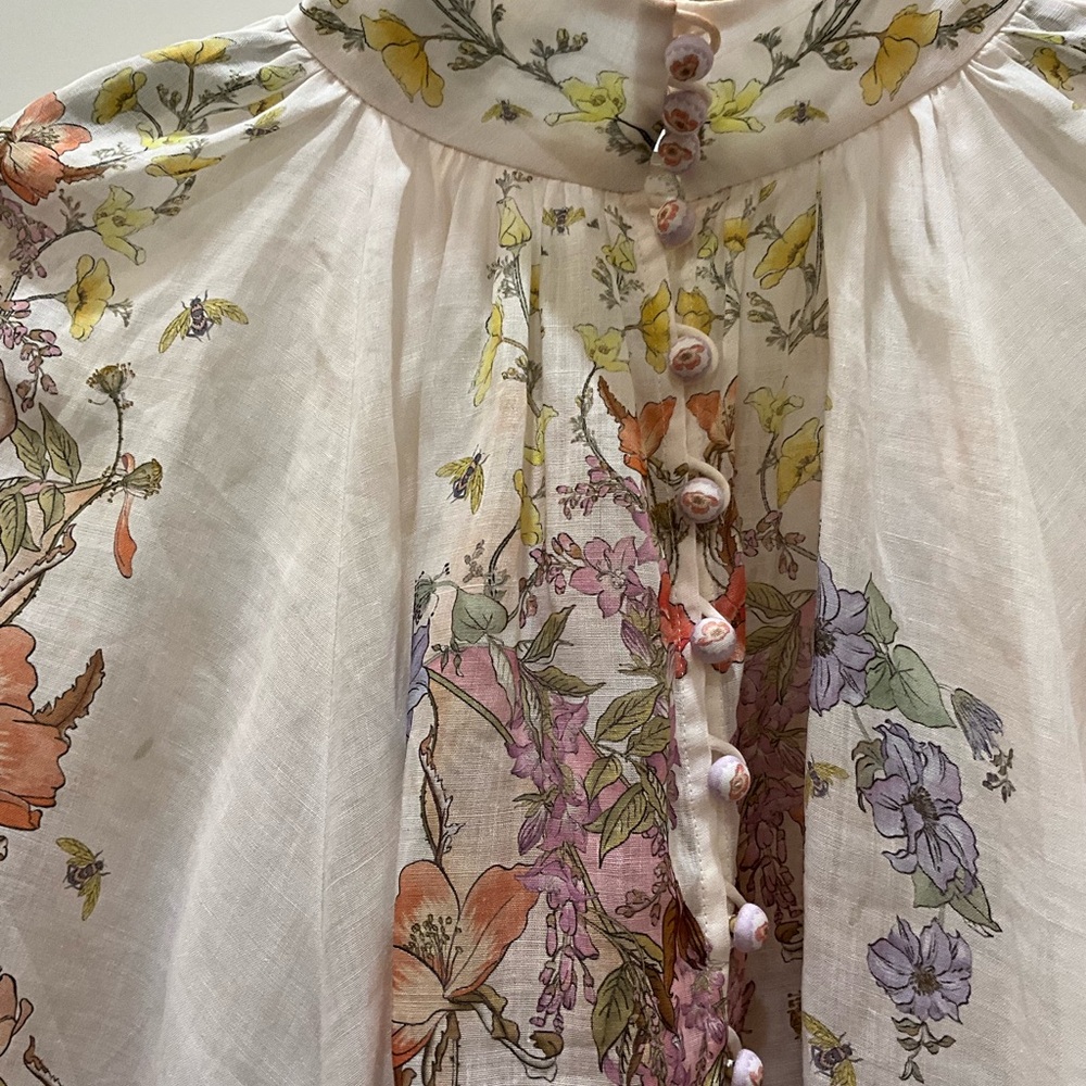 Zimmermann Blouse Linen Size 1 - Picture 2 of 6